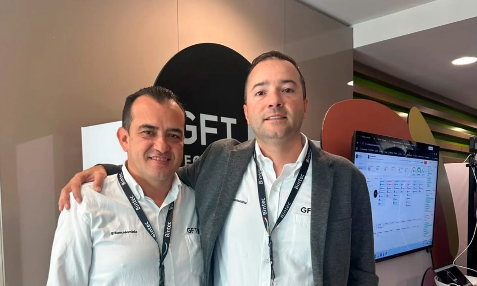 Raúl Zárate, GFT CEO for Colombia, and Diego Aguirre, Business Vice President, at Bintec 2026, where GFT showcased its expertise in AI and digital innovation.