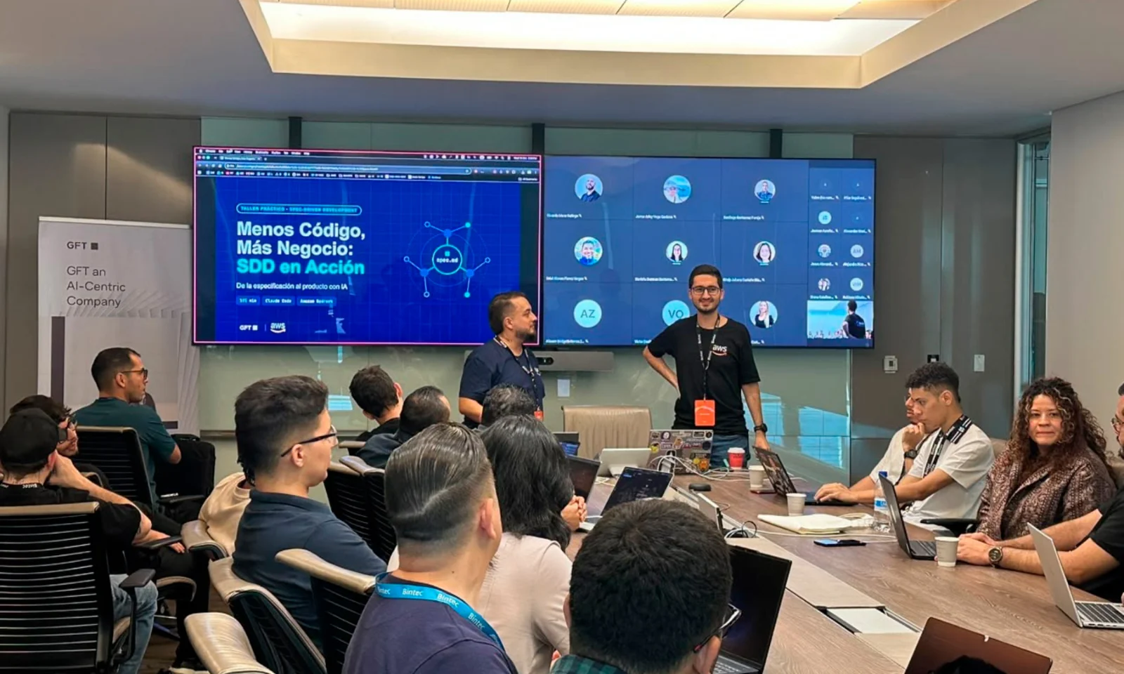 GFT and AWS lead a SPE.Coder workshop at Bintec 2026, exploring how AI can support software development and business outcomes.