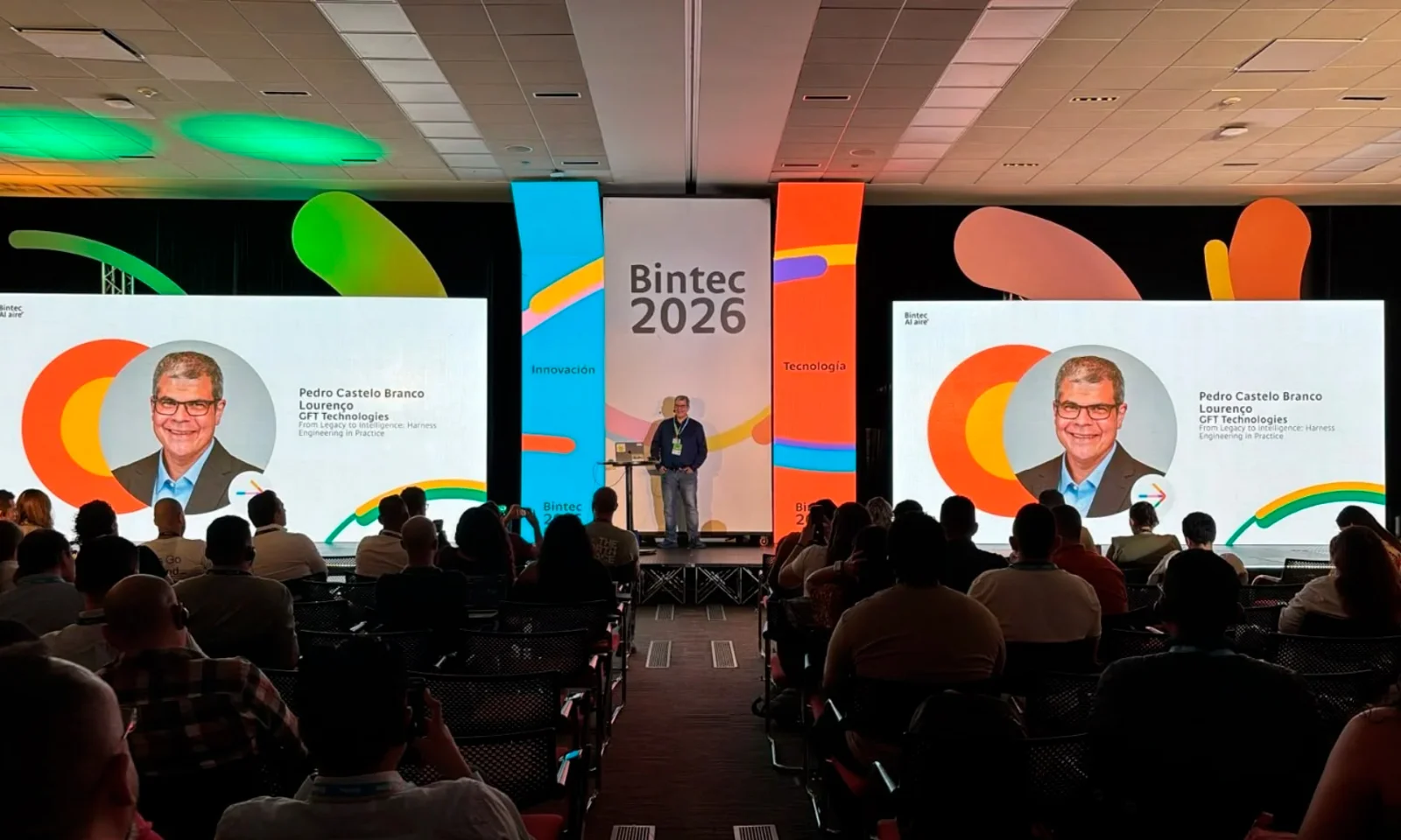 GFT shares technology and AI expertise with industry professionals during a presentation at Bintec 2026.