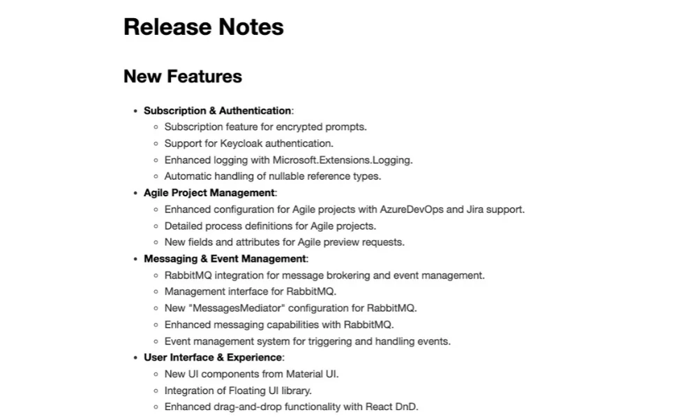 Release Notes New Features Subscription &amp; Authentication Subscription feature for encrypted prompts. Support for Keycloak authentication. Enhanced logging with Microsoft.Extensions.Logging. Automa (3).png