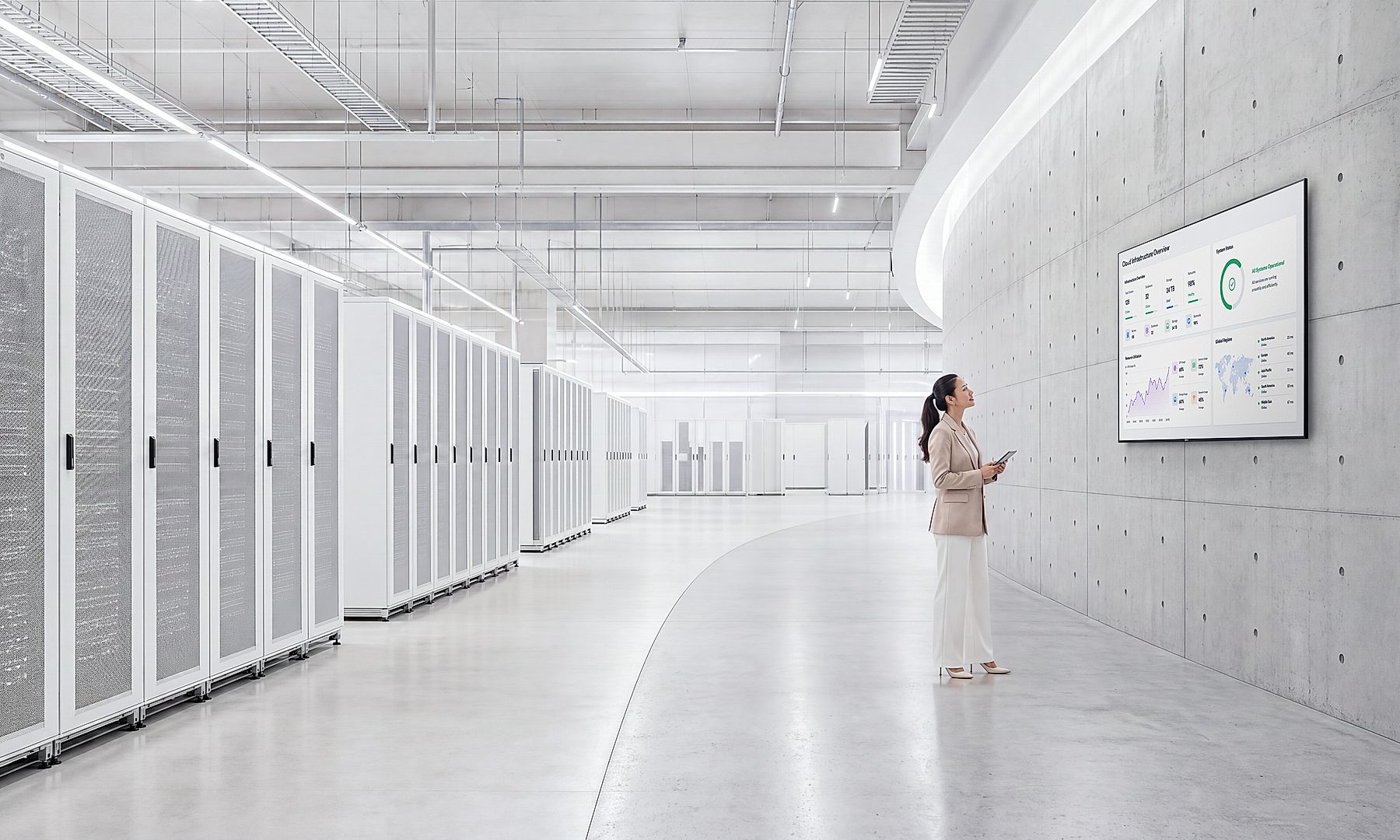 This image highlights data center analytics, enterprise infrastructure monitoring, and digital operations management. It showcases how real-time dashboards, data-driven insights, and scalable IT environments help organizations optimize performance, improve resilience, and support digital transformation.