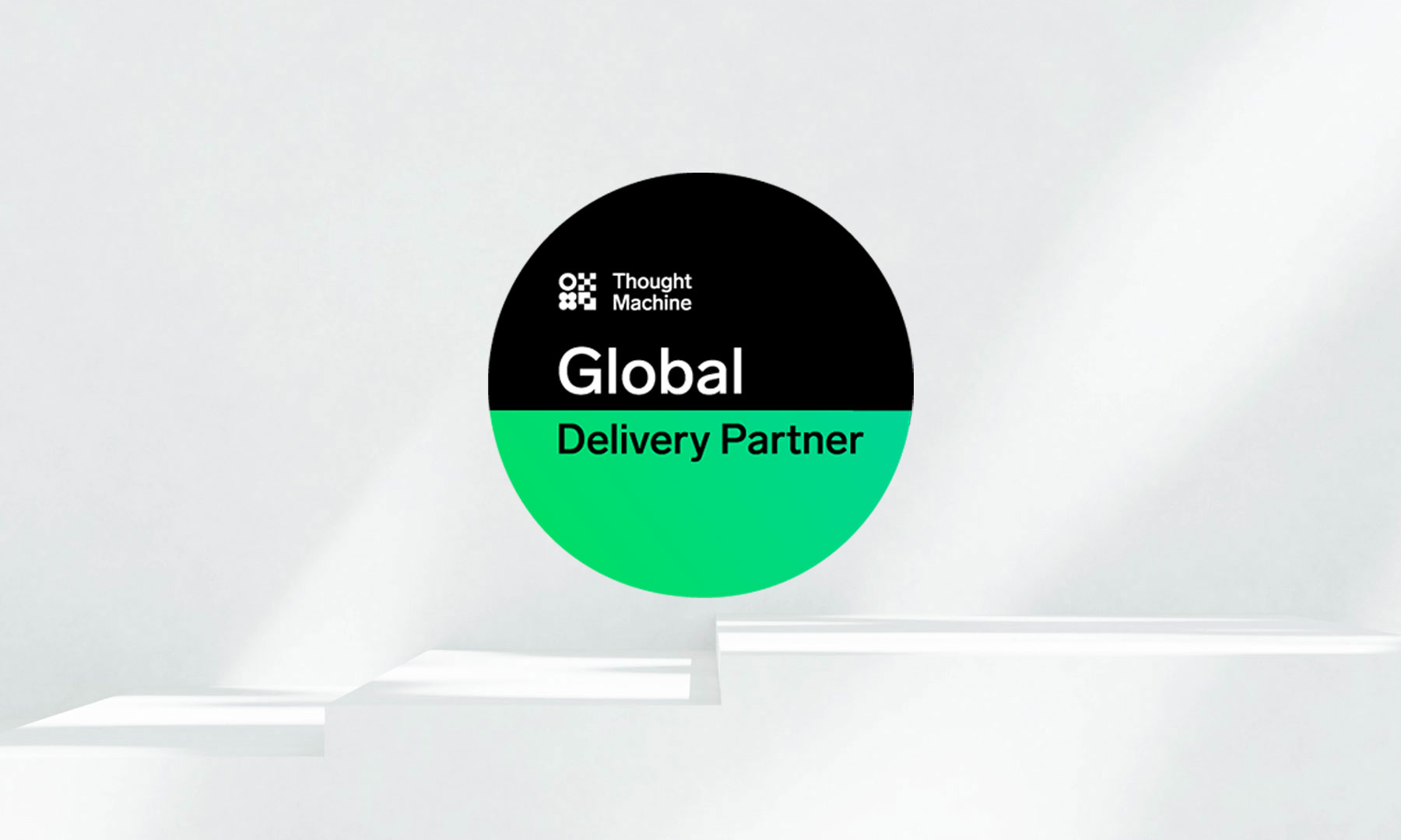 Thought Machine Global Delivery Partner badge featuring the Thought Machine logo and text “Global Delivery Partner.”