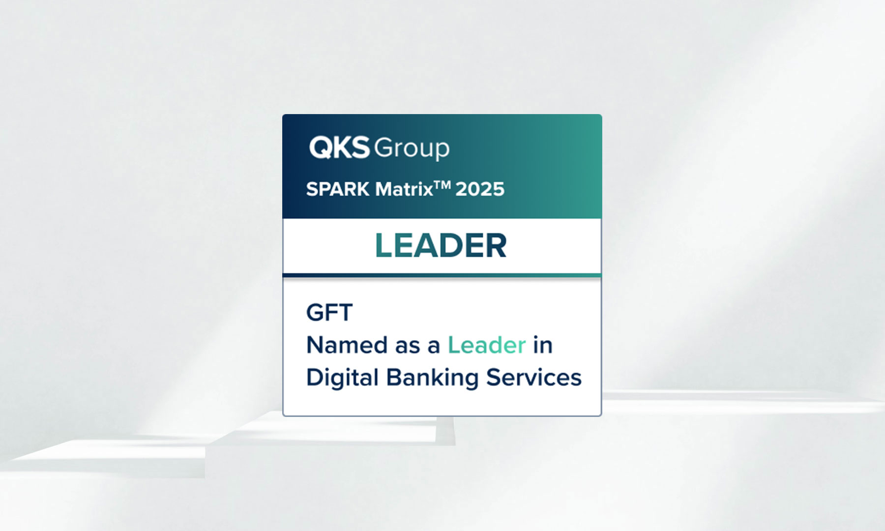 QKS Group – SPARK Matrix 2025 Digital Banking Services Leader QKS Group SPARK Matrix 2025 badge recognizing GFT as a Leader in Digital Banking Services