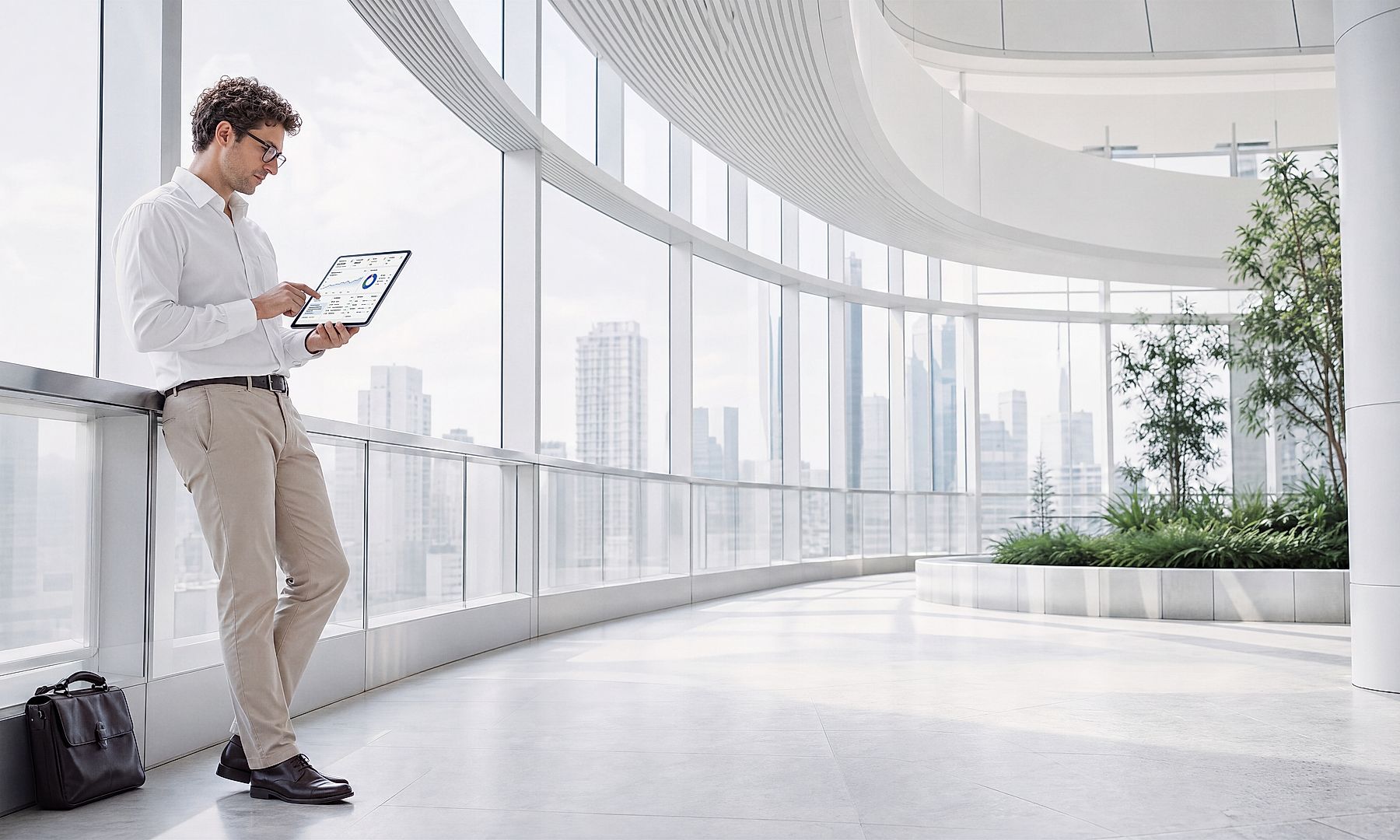 Productividad en el entorno laboral digital y toma de decisiones basada en datos Esta imagen destaca la productividad en el entorno laboral digital, las soluciones empresariales móviles y la toma de decisiones basada en datos. Muestra cómo las tecnologías conectadas y la información en tiempo real impulsan la colaboración, la eficiencia y la innovación empresarial.