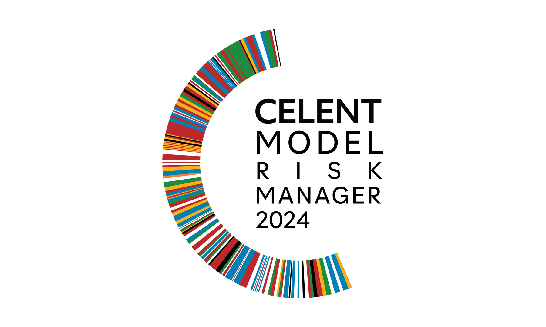 Imagen de la insignia Celent Model Risk Manager 2024, que presenta un diseño semicircular colorido a la izquierda y texto en negrita sobre un fondo blanco. gft-award-celent-model-risk-manager-2024.jpg